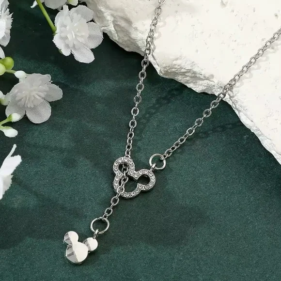 Sterling Silver Cubic Zirconia Mickey Mouse Necklace - Picture 1 of 1